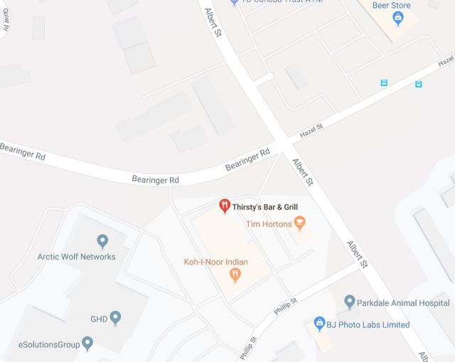 Thirsty's Bar and Grill Location Map